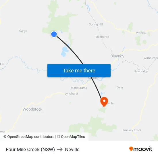 Four Mile Creek (NSW) to Neville map