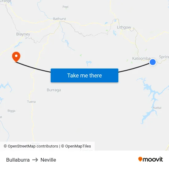 Bullaburra to Neville map