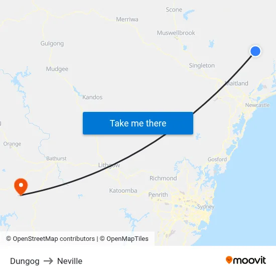 Dungog to Neville map