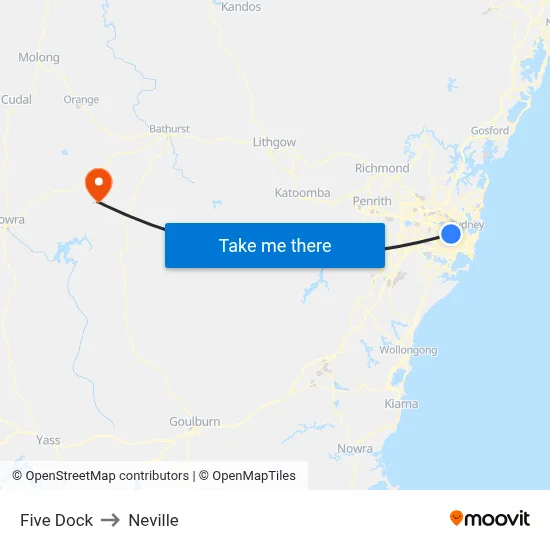 Five Dock to Neville map