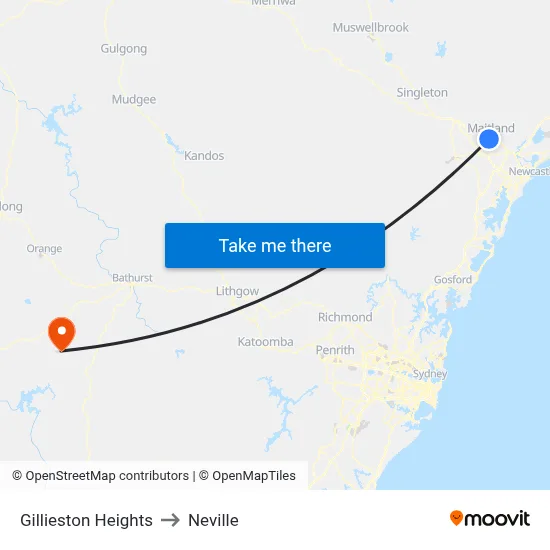 Gillieston Heights to Neville map