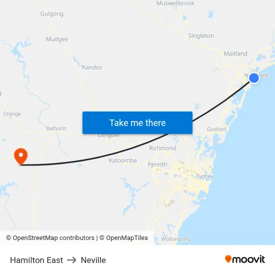 Hamilton East to Neville map
