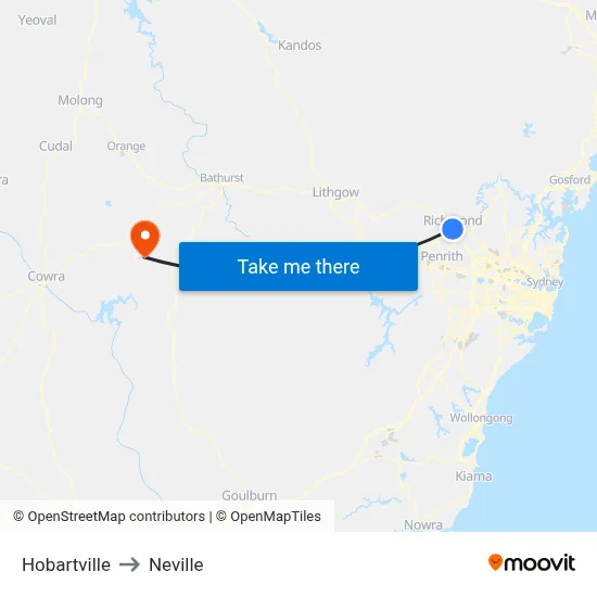 Hobartville to Neville map