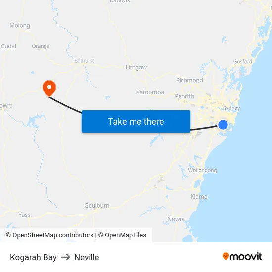 Kogarah Bay to Neville map
