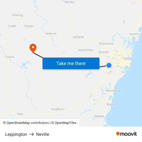 Leppington to Neville map