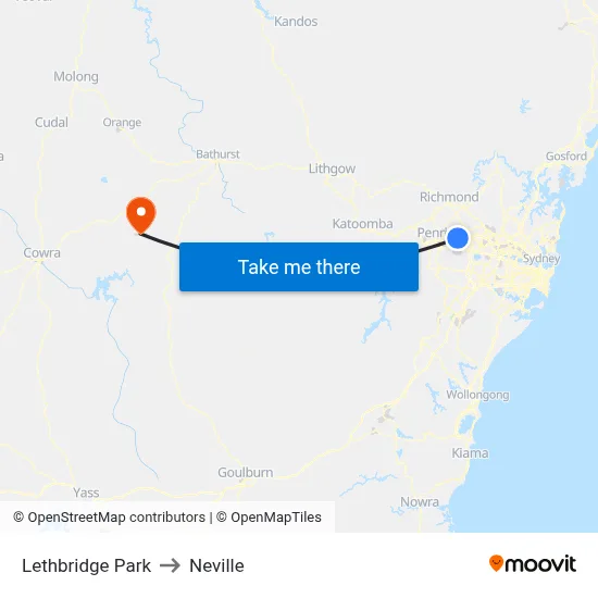 Lethbridge Park to Neville map