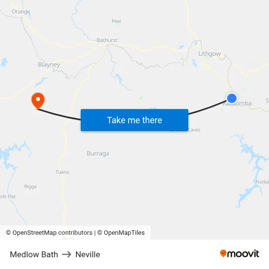 Medlow Bath to Neville map