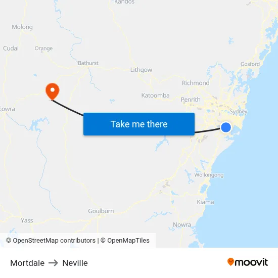 Mortdale to Neville map