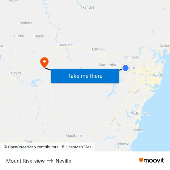Mount Riverview to Neville map