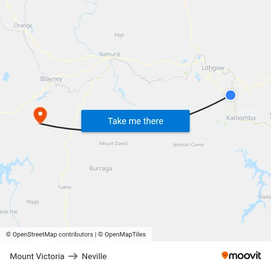 Mount Victoria to Neville map