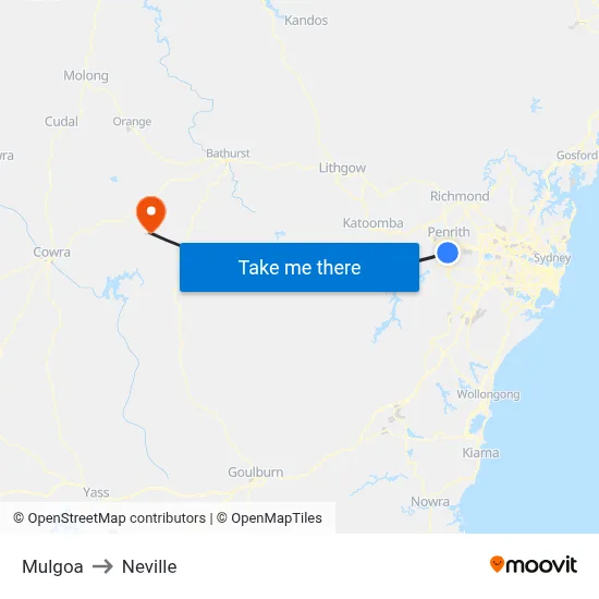 Mulgoa to Neville map