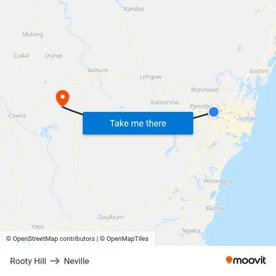 Rooty Hill to Neville map