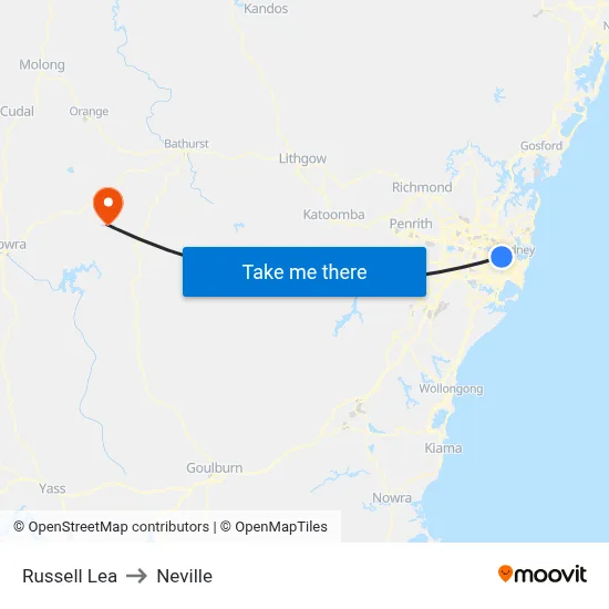 Russell Lea to Neville map