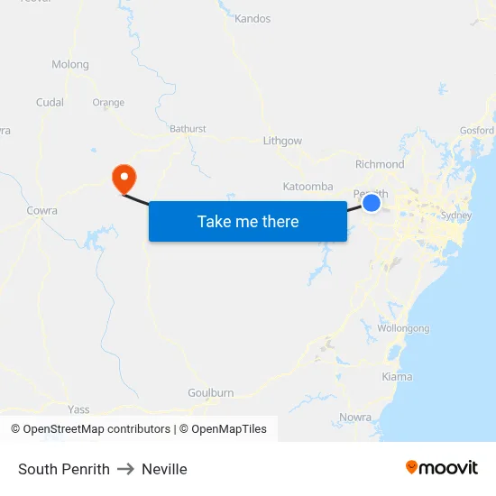 South Penrith to Neville map