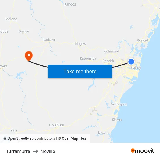 Turramurra to Neville map