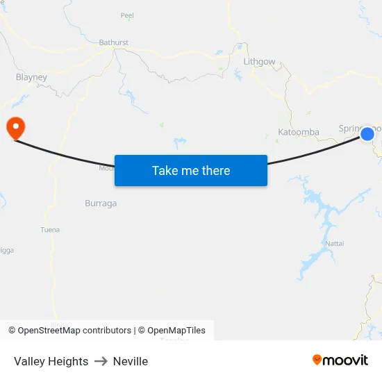 Valley Heights to Neville map