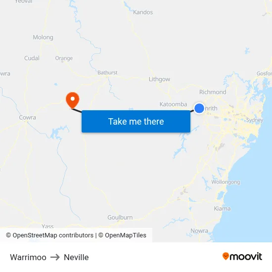 Warrimoo to Neville map