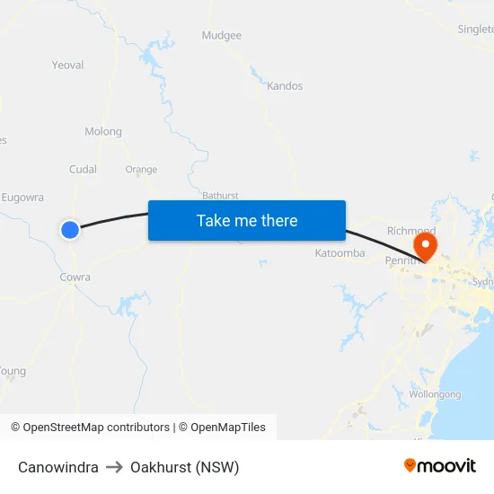 Canowindra to Oakhurst (NSW) map