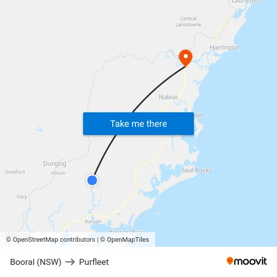 Booral (NSW) to Purfleet map