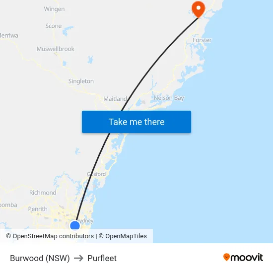 Burwood (NSW) to Purfleet map