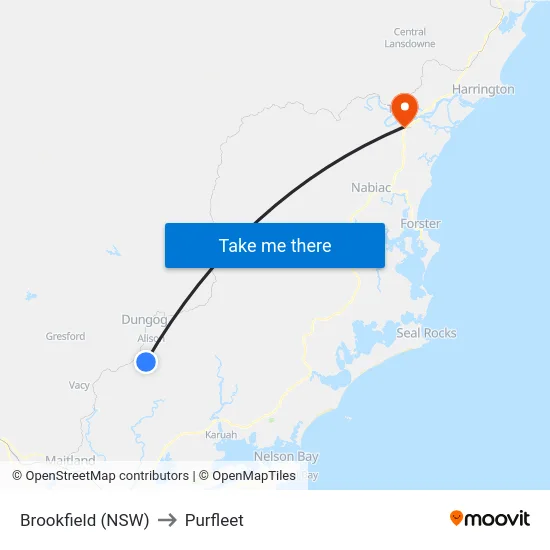 Brookfield (NSW) to Purfleet map