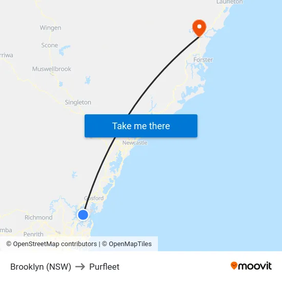 Brooklyn (NSW) to Purfleet map