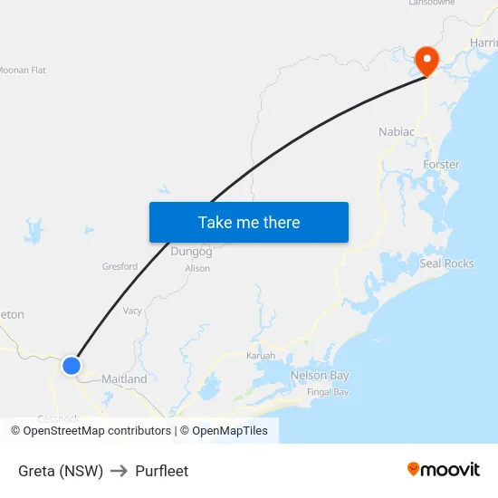 Greta (NSW) to Purfleet map