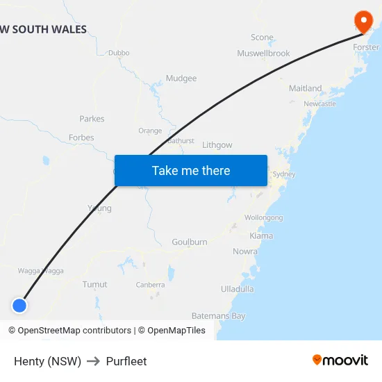 Henty (NSW) to Purfleet map