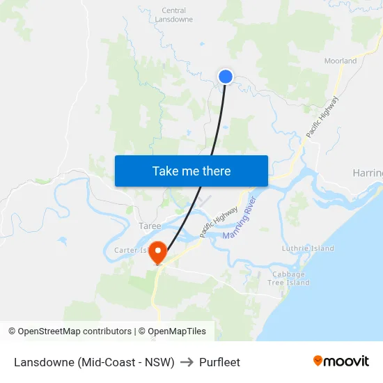 Lansdowne (Mid-Coast - NSW) to Purfleet map