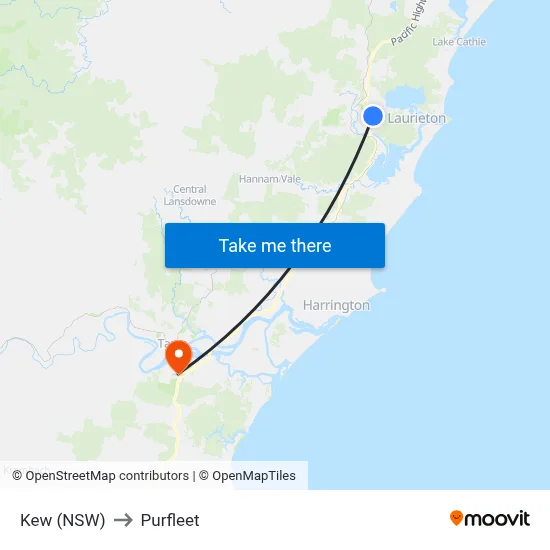 Kew (NSW) to Purfleet map