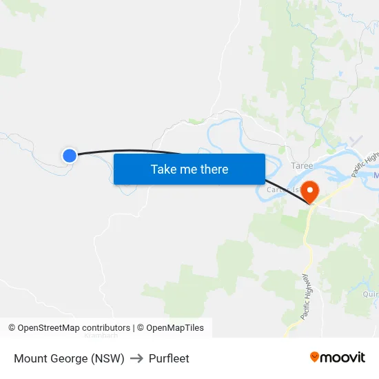 Mount George (NSW) to Purfleet map