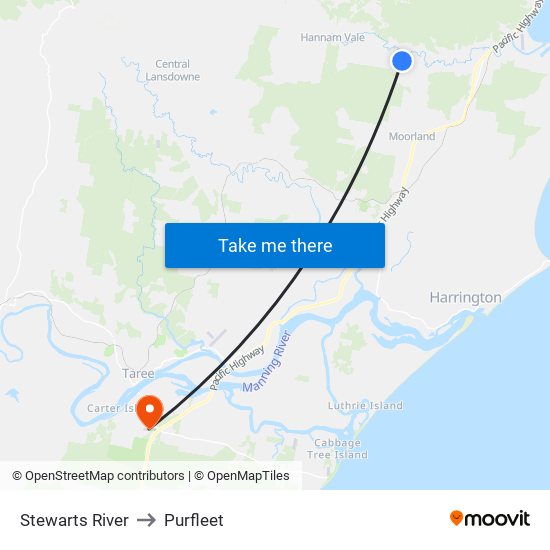 Stewarts River to Purfleet map