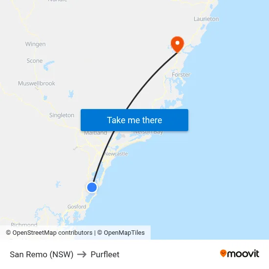 San Remo (NSW) to Purfleet map