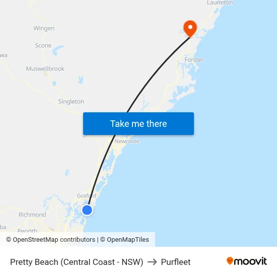 Pretty Beach (Central Coast - NSW) to Purfleet map