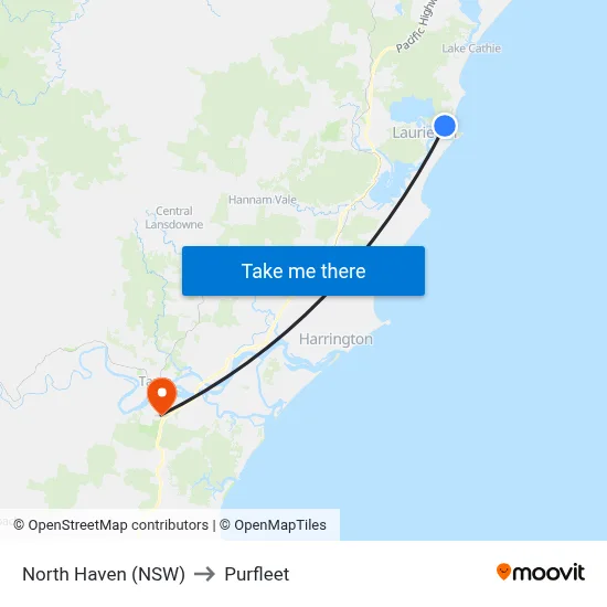 North Haven (NSW) to Purfleet map
