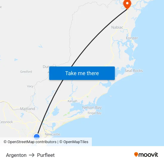 Argenton to Purfleet map