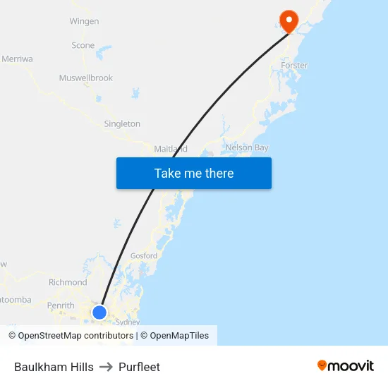 Baulkham Hills to Purfleet map