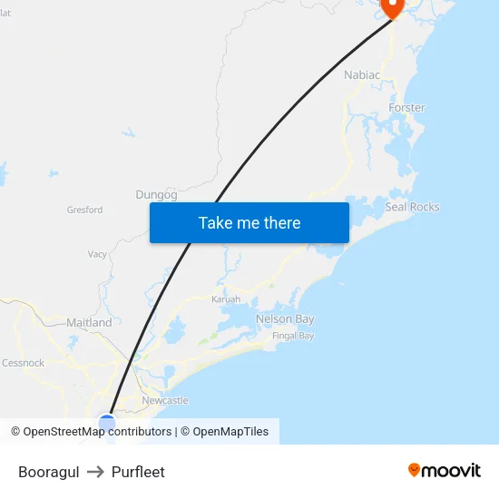 Booragul to Purfleet map