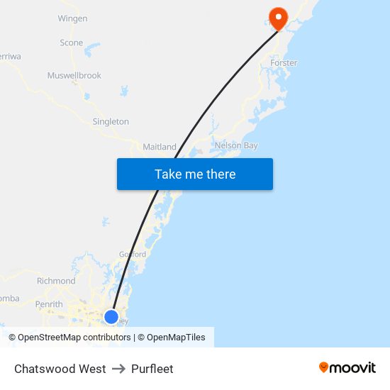 Chatswood West to Purfleet map