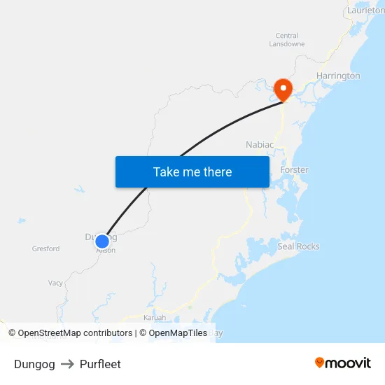 Dungog to Purfleet map