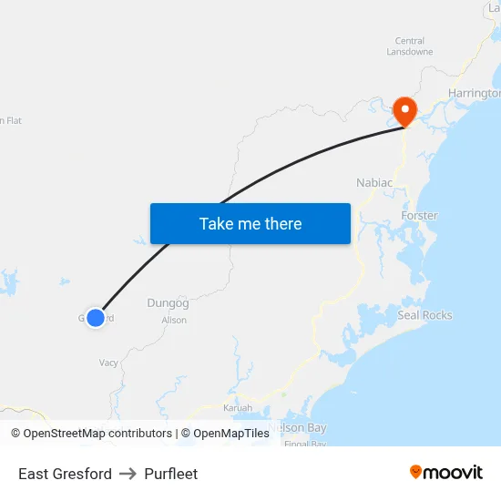 East Gresford to Purfleet map