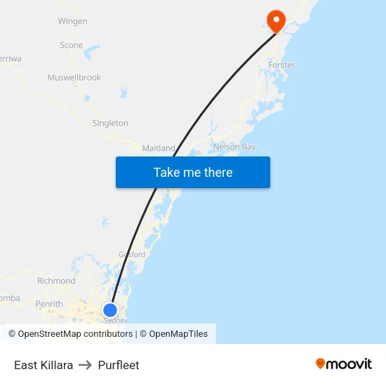 East Killara to Purfleet map
