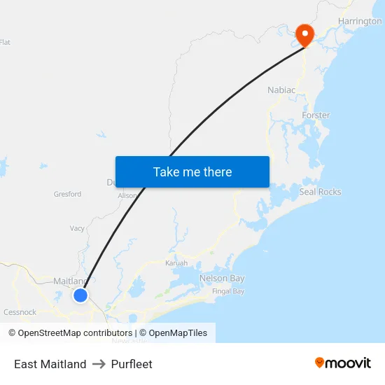 East Maitland to Purfleet map