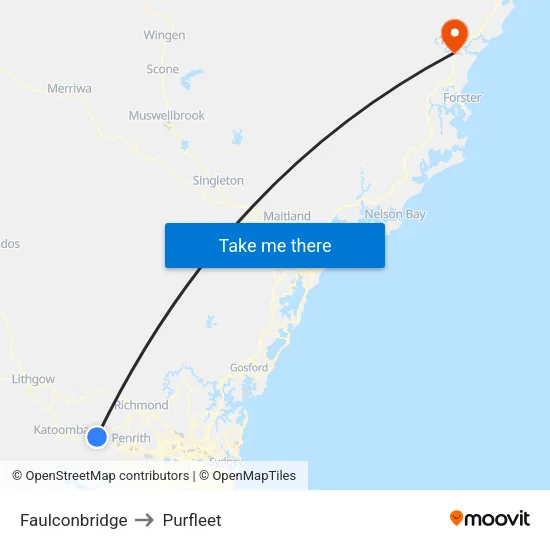 Faulconbridge to Purfleet map