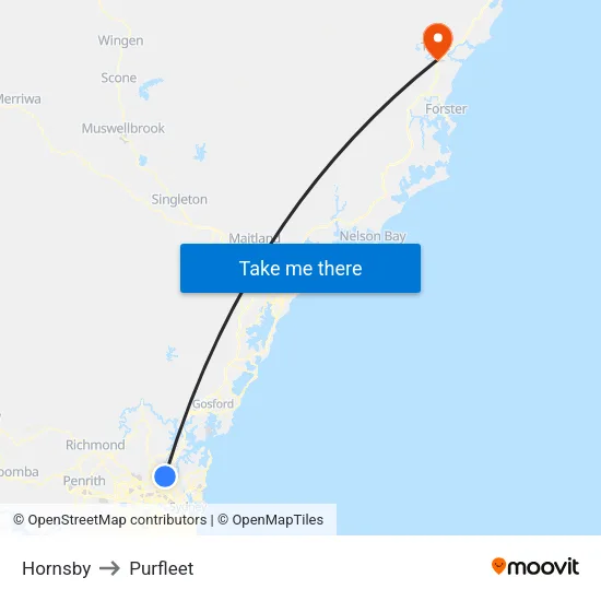 Hornsby to Purfleet map