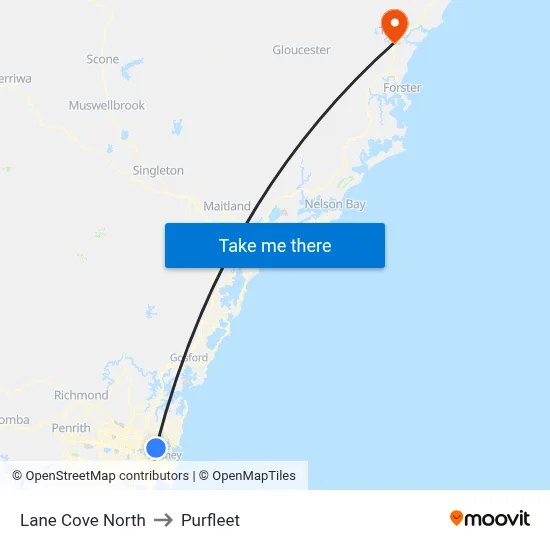 Lane Cove North to Purfleet map