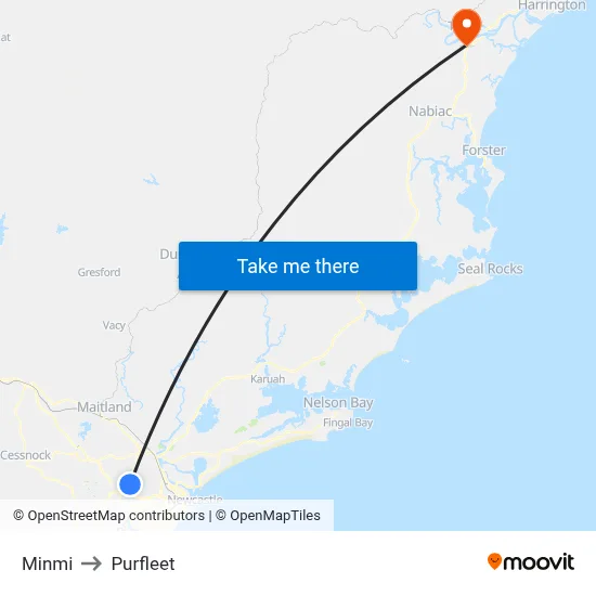 Minmi to Purfleet map