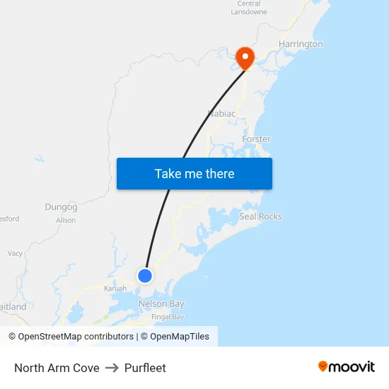 North Arm Cove to Purfleet map