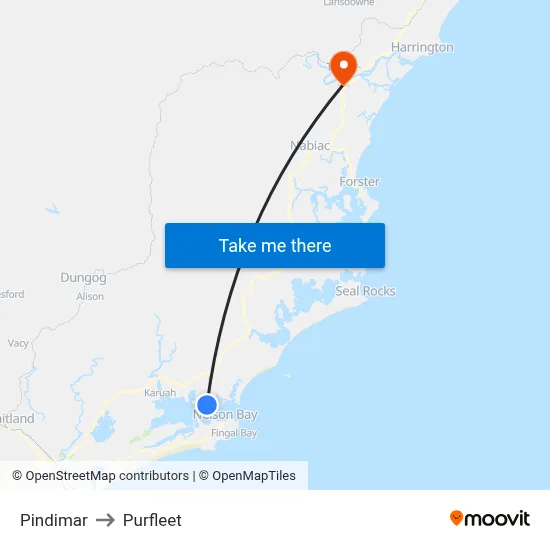 Pindimar to Purfleet map