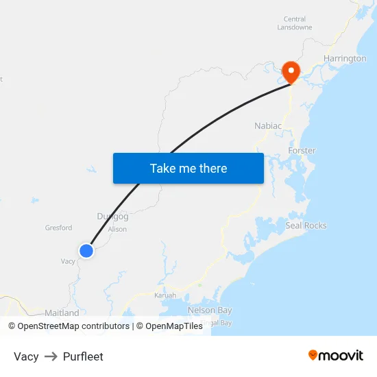Vacy to Purfleet map